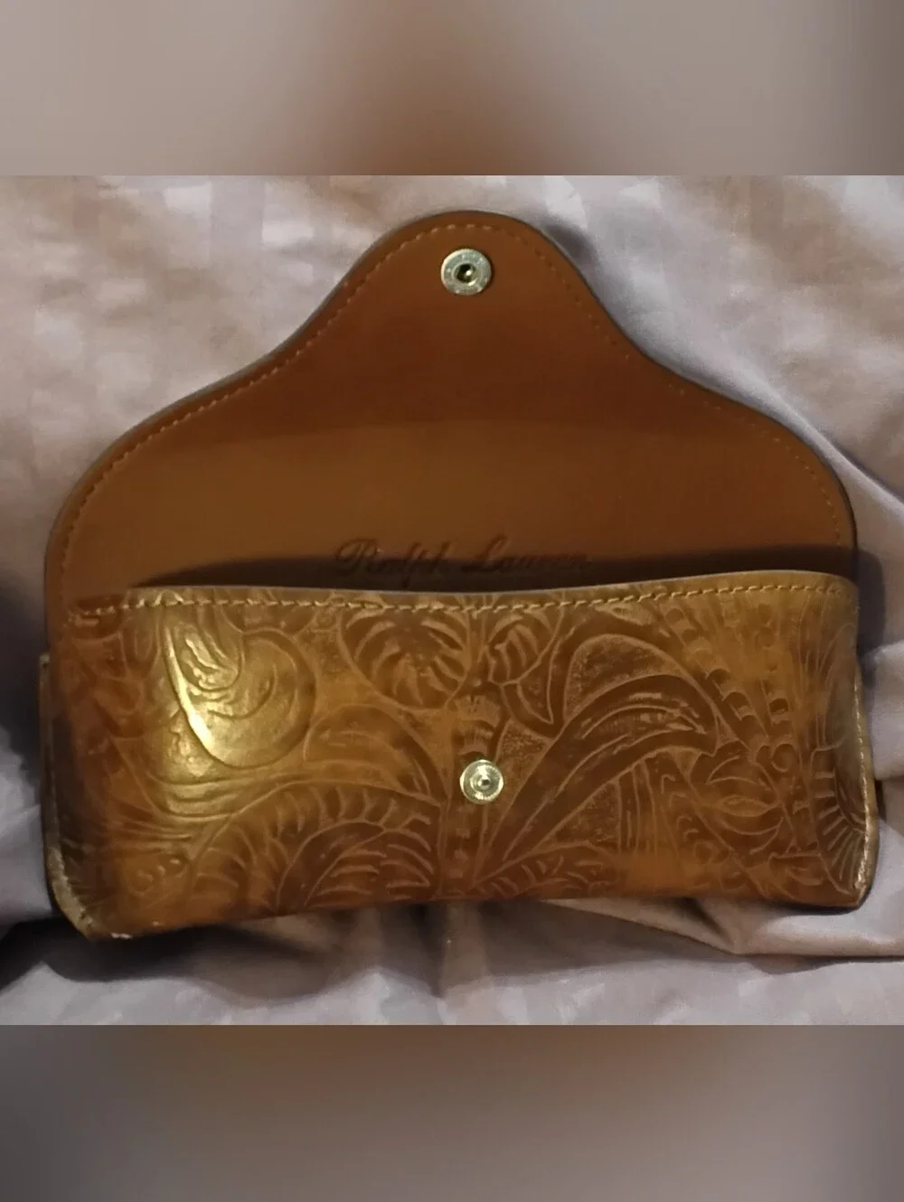 Ralph Lauren Tooled Leather Eye Glass Case Vintage Cowhide Wallet Western